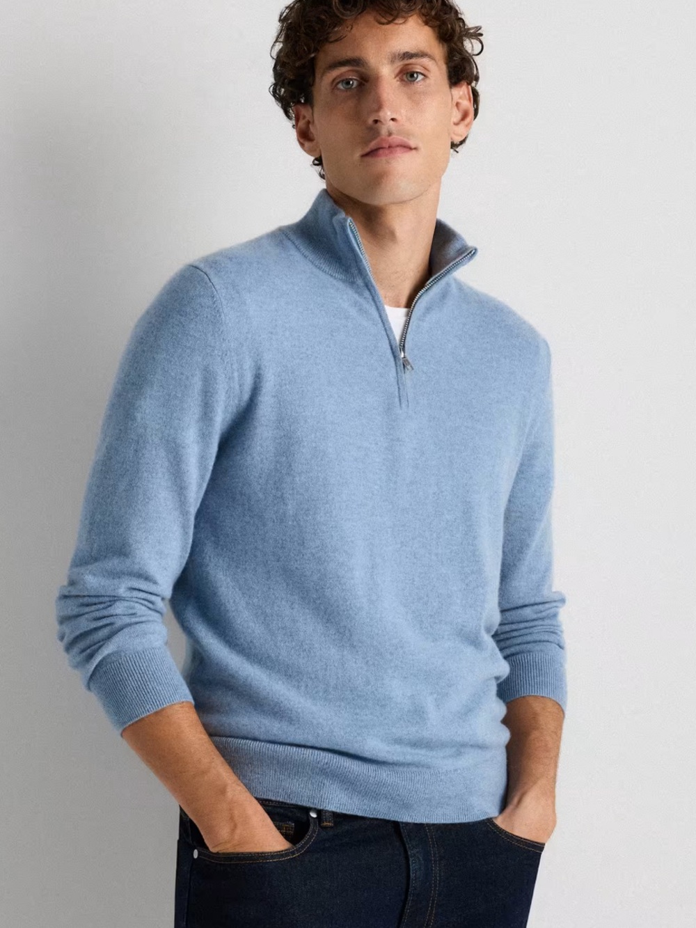 Quince Mongolian Cashmere Quarter Zip Sweater